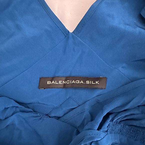Elegant Blue Balenciaga Silk Cami With Front Tie - Picture 4 of 4
